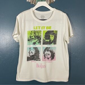The Beatles Let It Be White Round Neckline Short Sleeve Tee Size XL